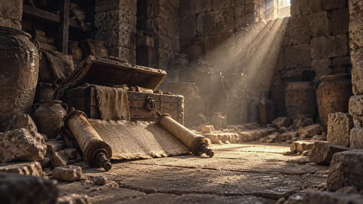The scroll in the chamber. Reconstruction.