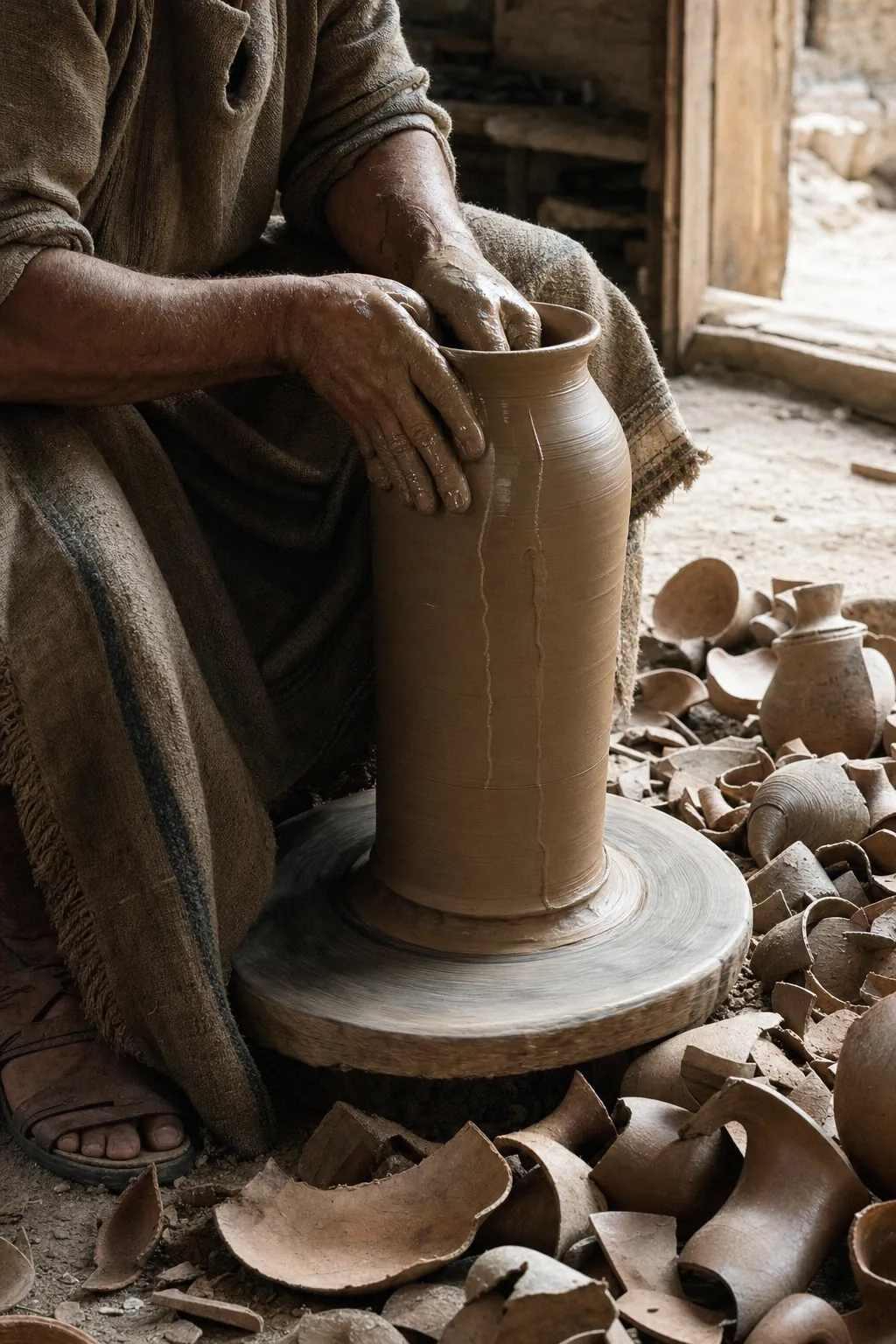 In a potter’s workshop. Reconstruction.