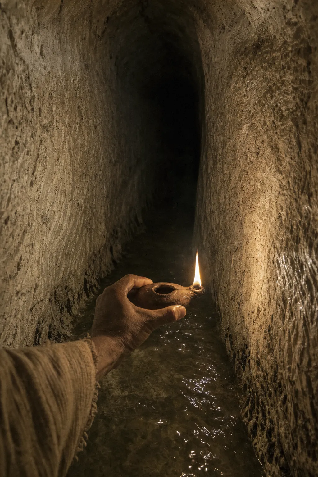 In the passage beneath the City of David. Reconstruction.